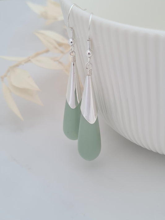 Silver Jade Drop Earrings