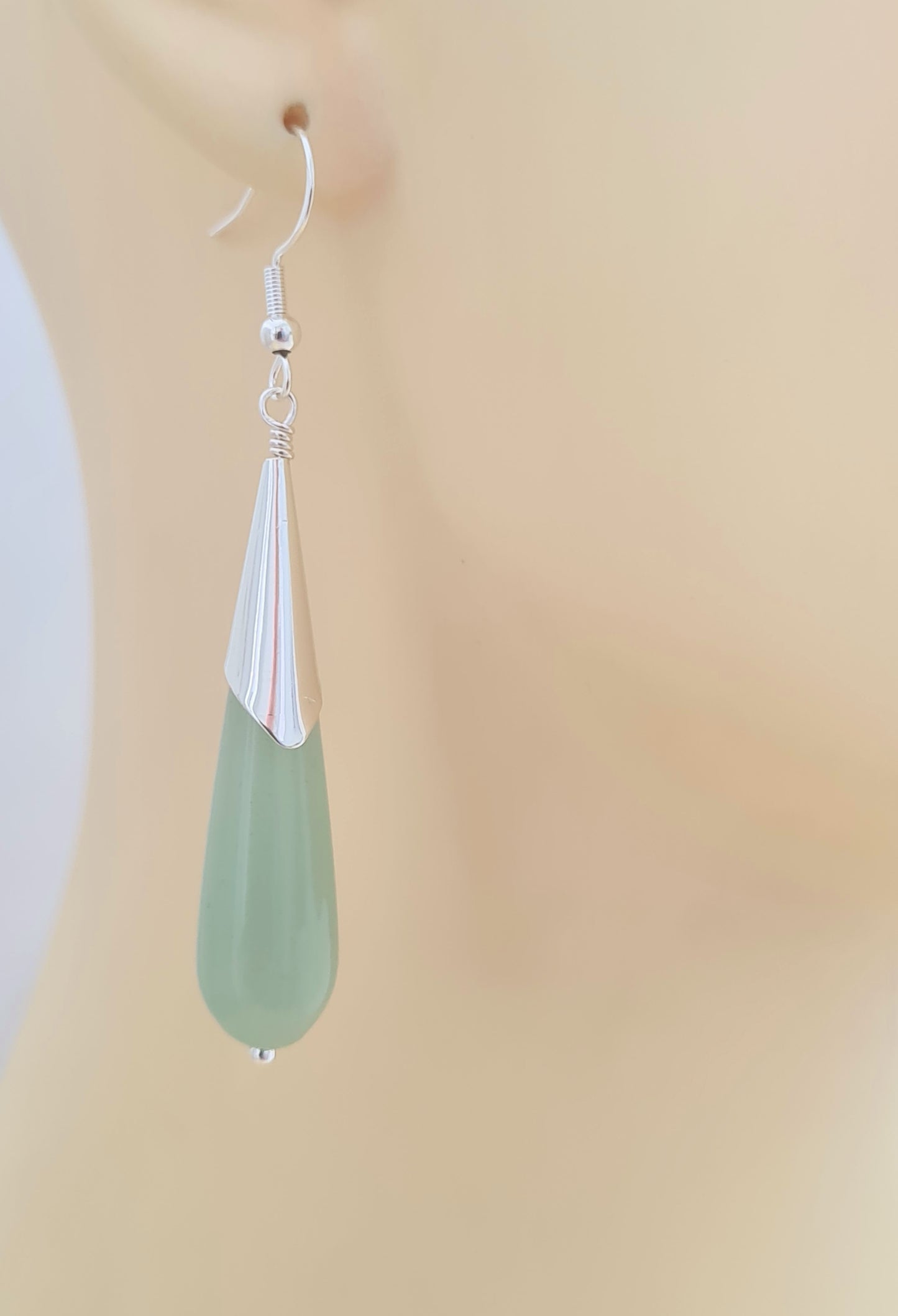 Silver Jade Drop Earrings