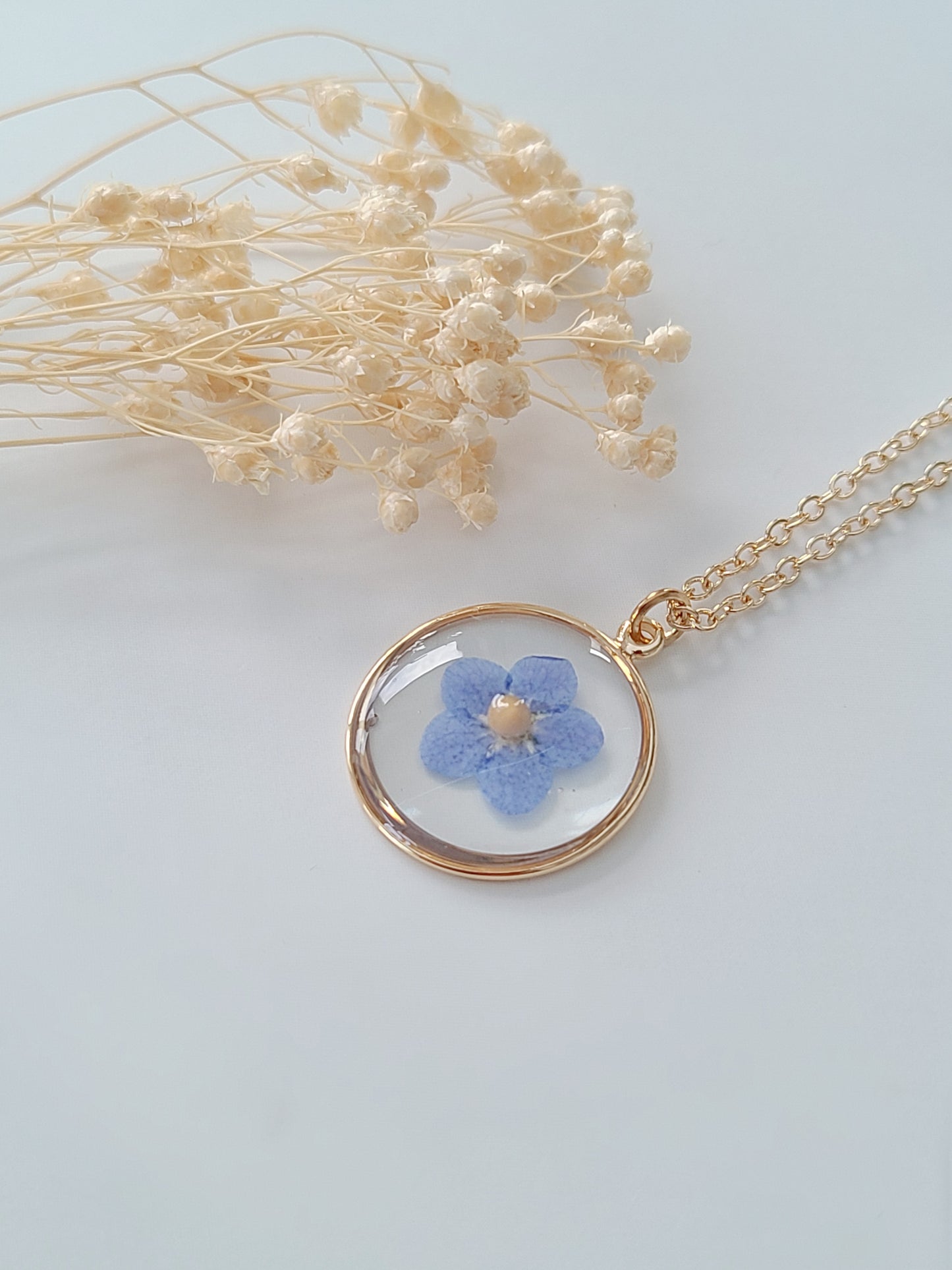 Forget me Not and Mustard Seed Necklace