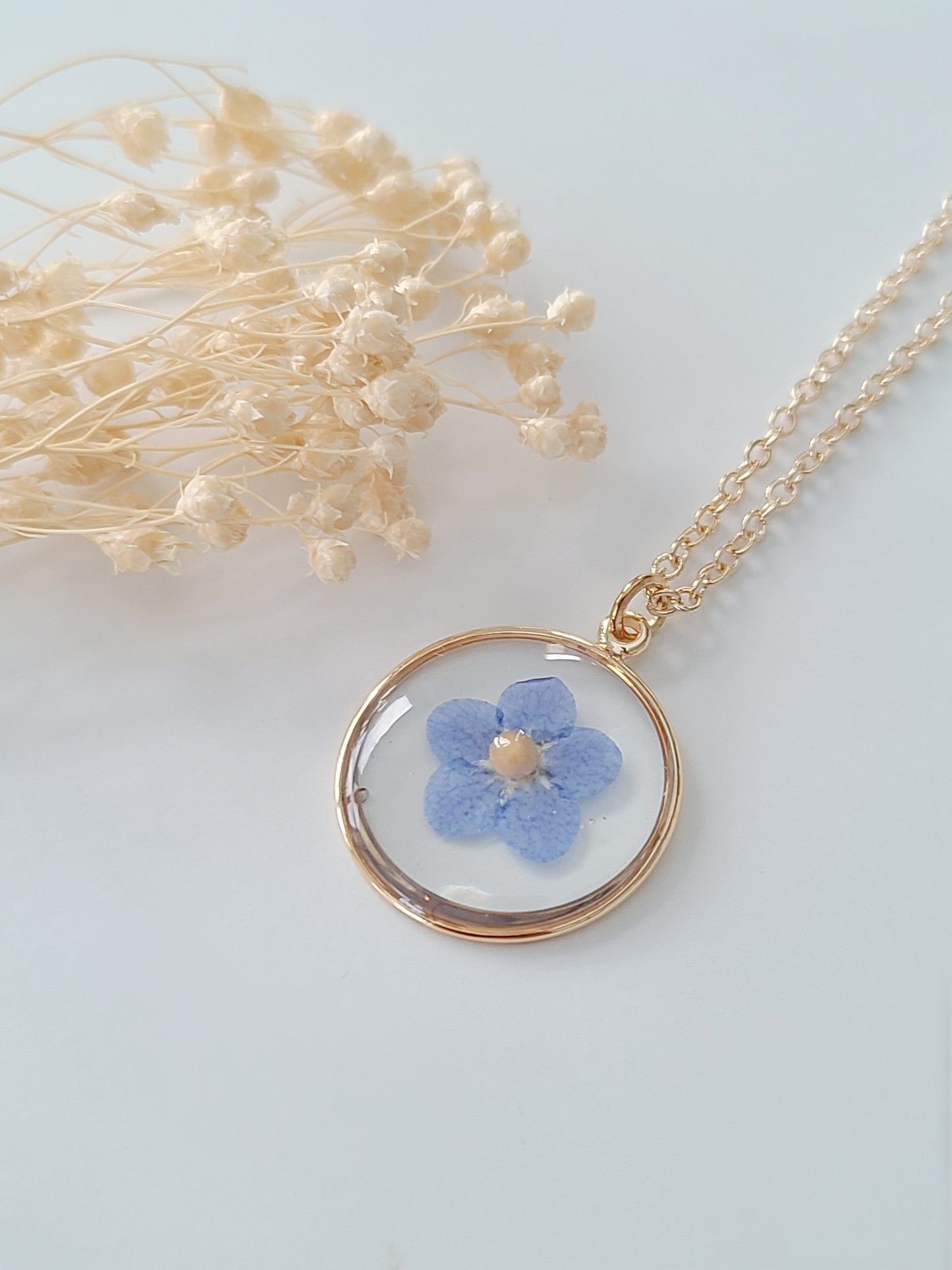 Forget me Not and Mustard Seed Necklace