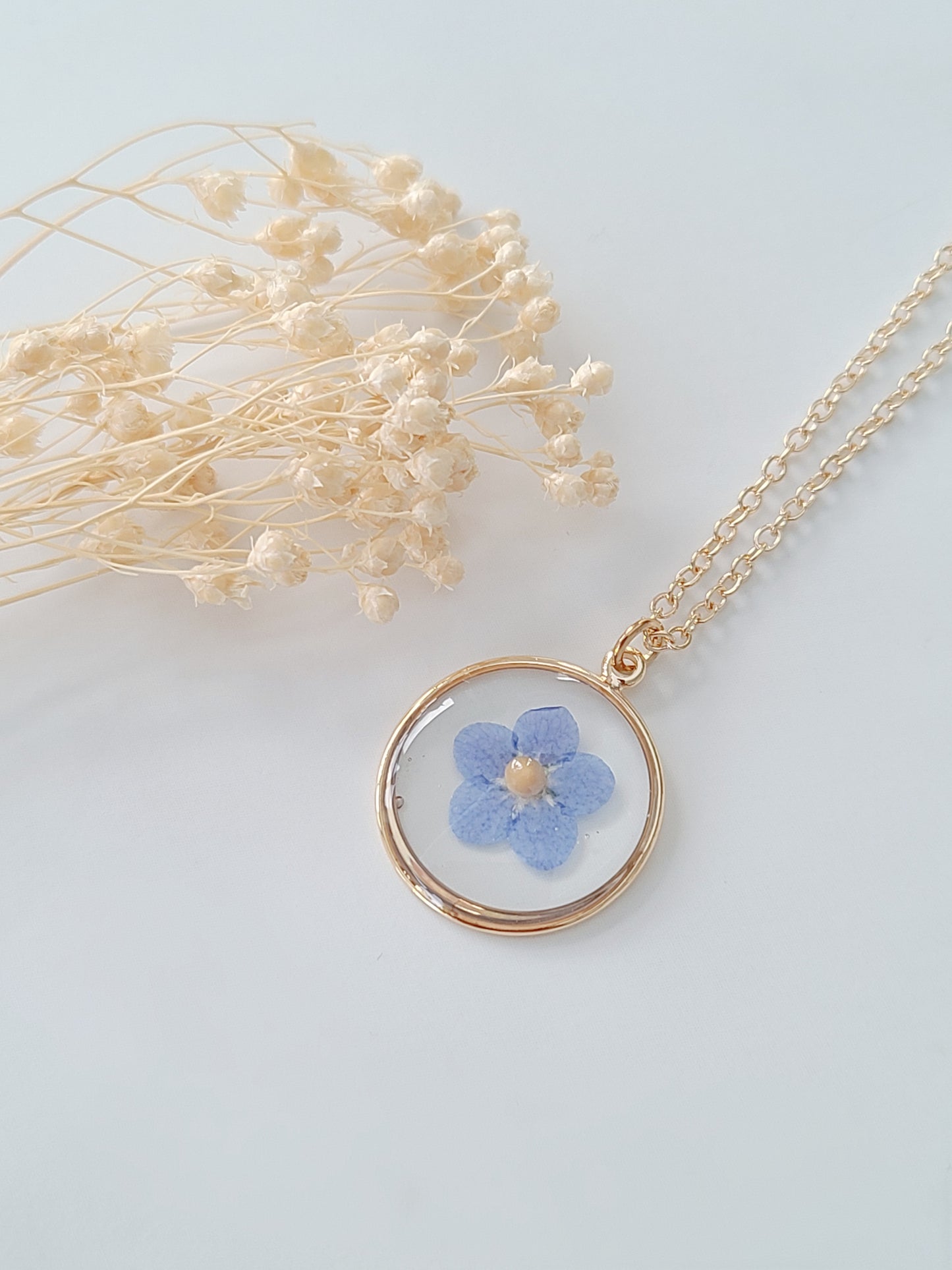 Forget me Not and Mustard Seed Necklace