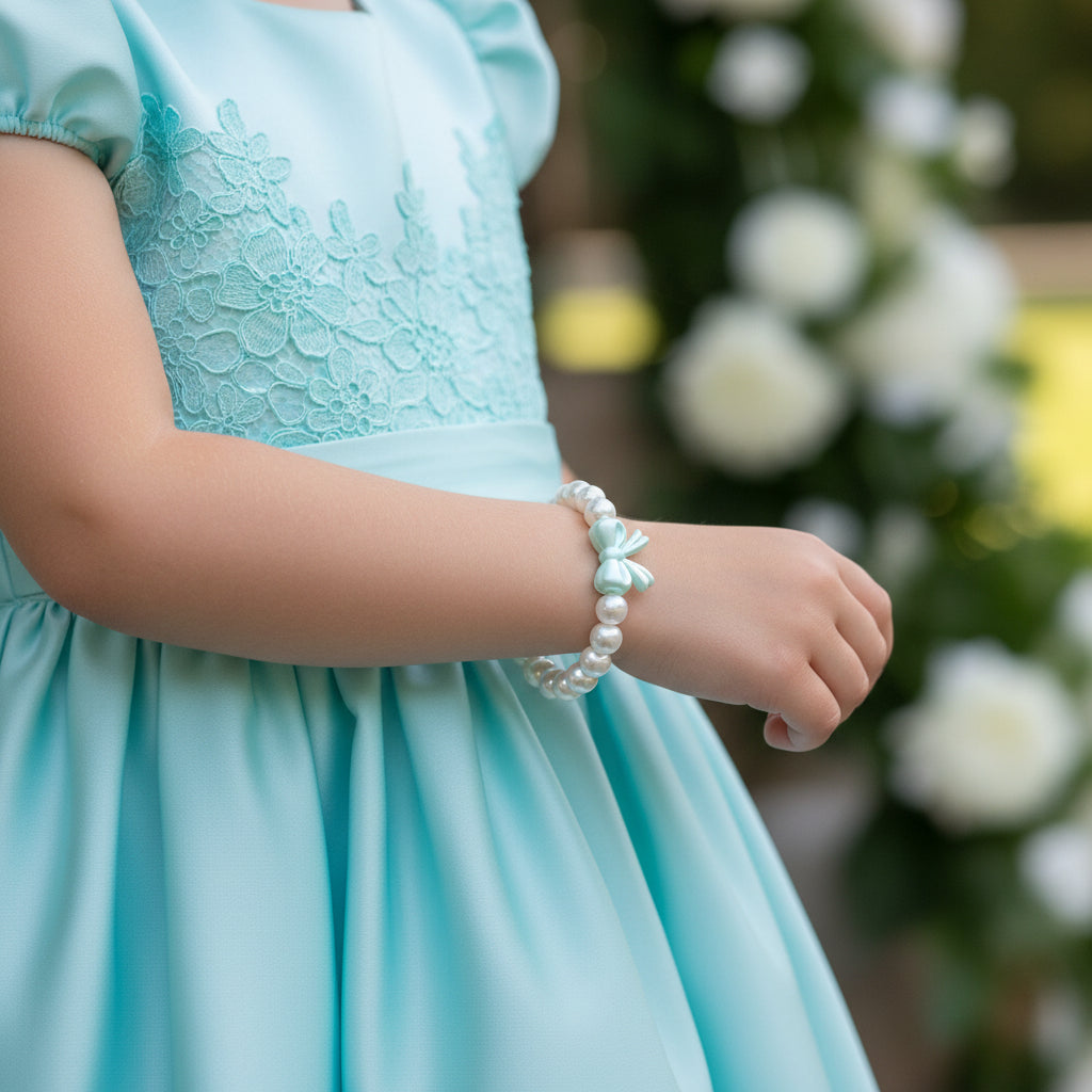 Pearl and Bow Ribbon Stretch Pearl Bracelet