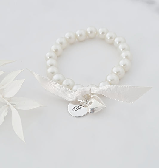 Personalised Pearl Ribbon Bracelet