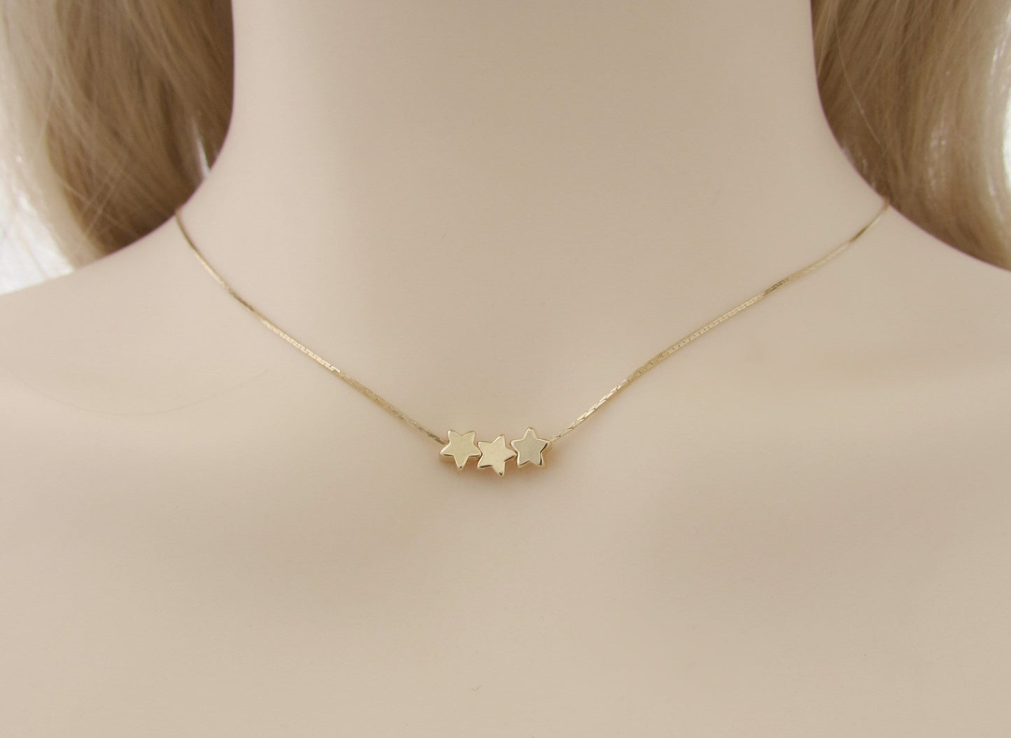 Triple Golden Star Necklace