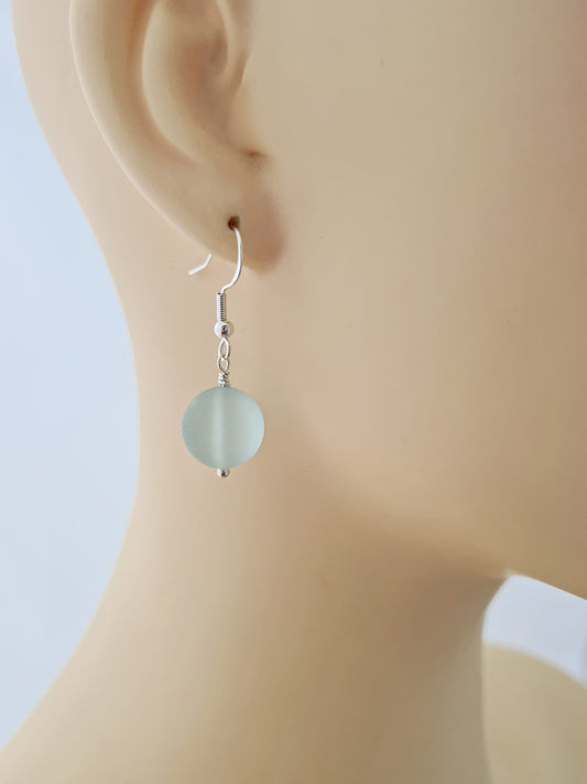 Silver Sea Glass Earrings