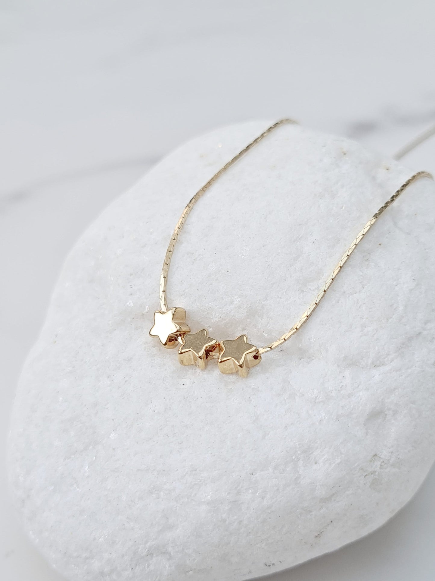 Triple Golden Star Necklace