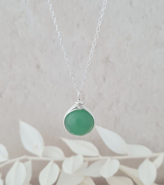 Silver Jade Pendant Necklace