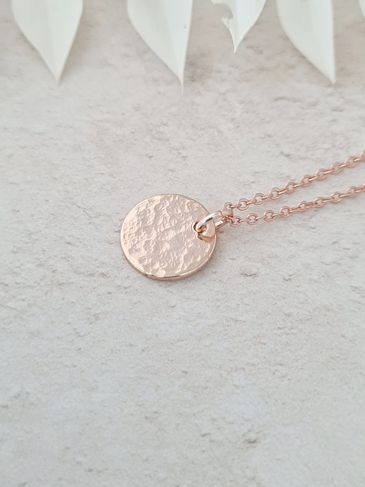 Rose Gold Hammered Coin Necklace