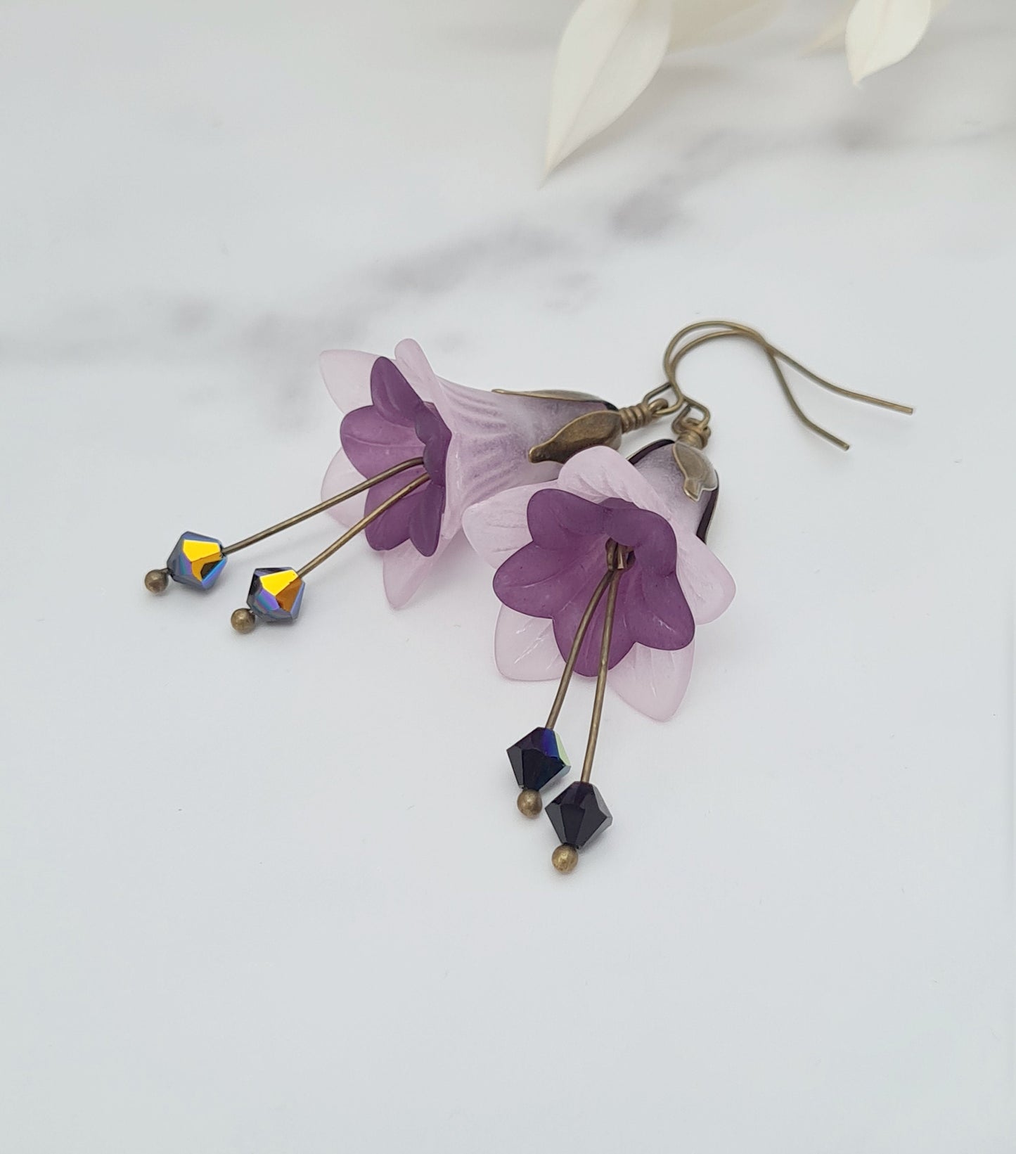 Purple Lily Dangle Earrings