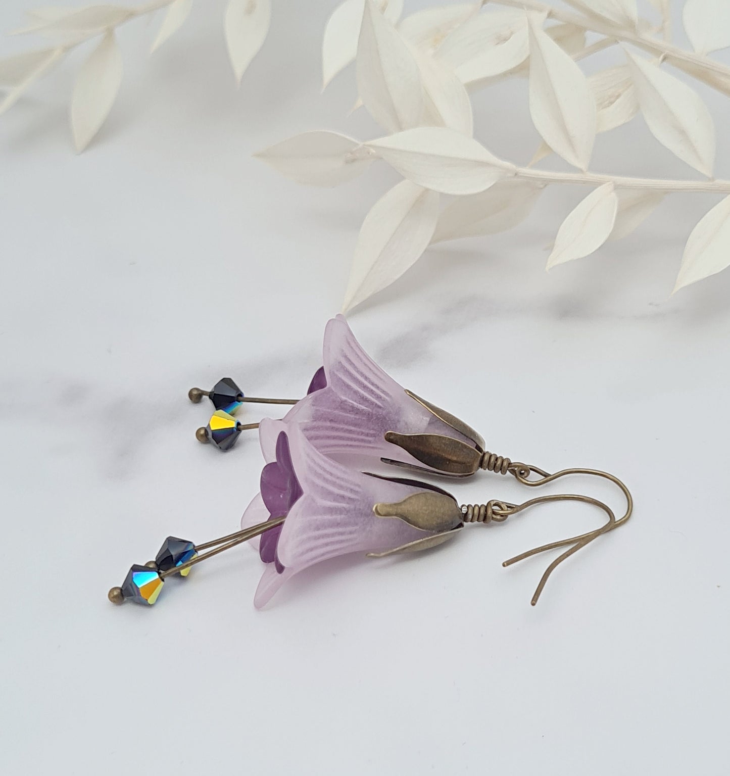Purple Lily Dangle Earrings