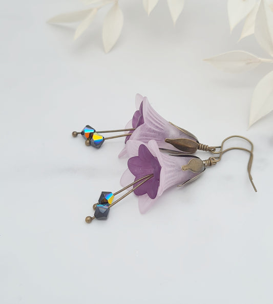 Purple Lily Dangle Earrings