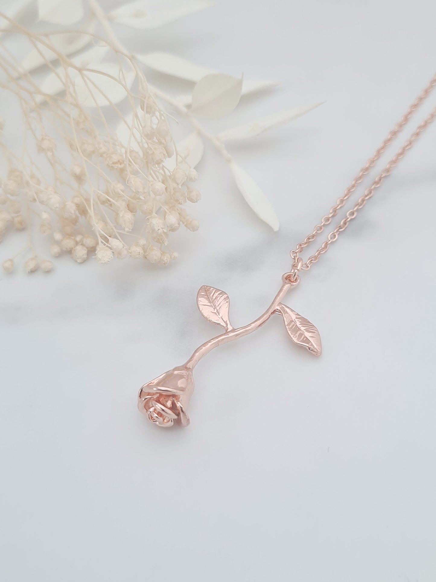 Rose Gold Rose Pendant Necklace