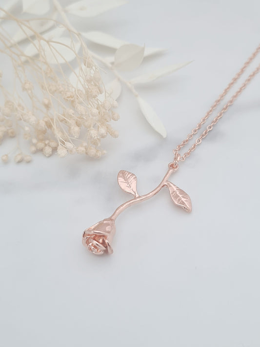 Rose Gold Rose Pendant Necklace