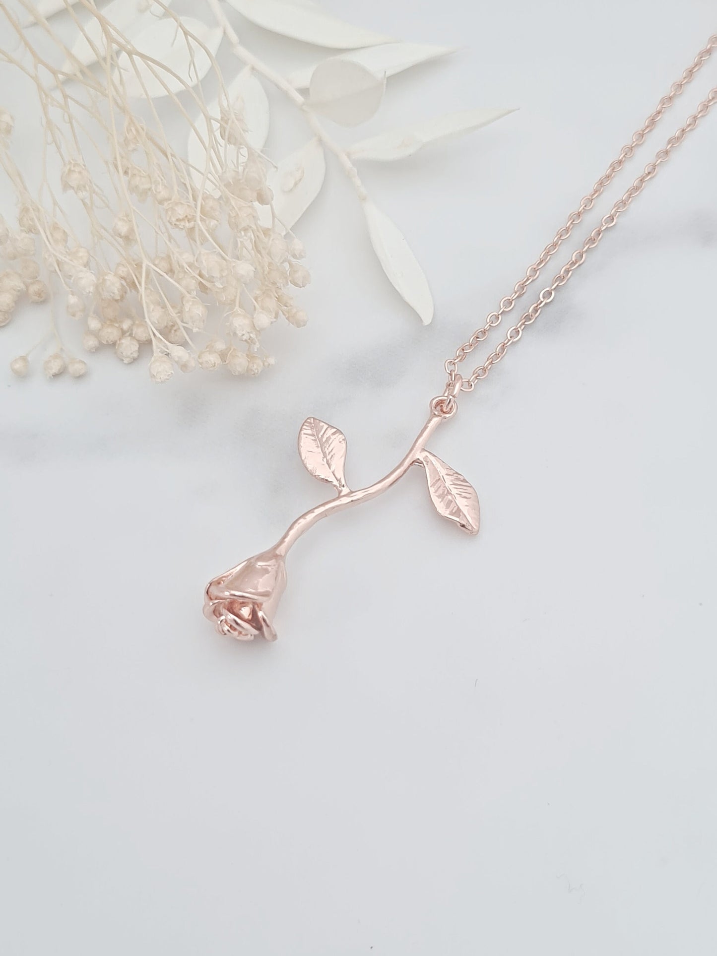 Rose Gold Rose Pendant Necklace