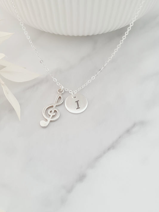 Personalised Treble Clef Music Necklace