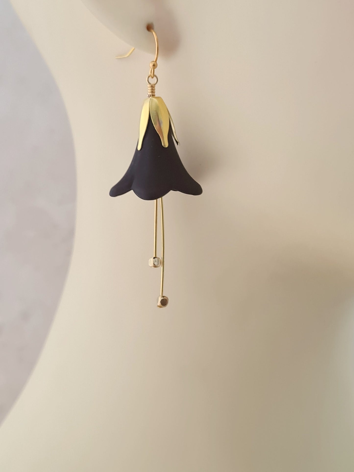 Black Lily Flower Earrings
