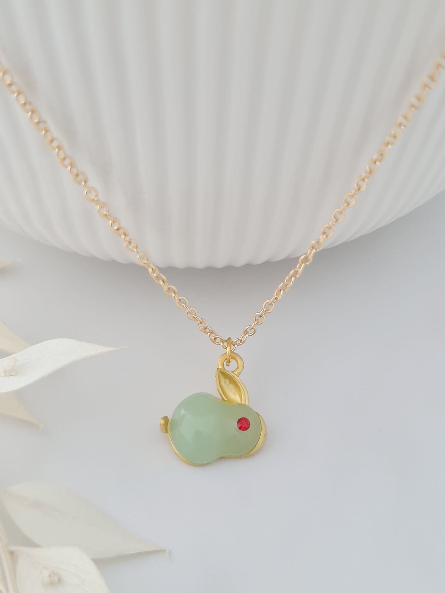 Jade Rabbit Pendant Necklace