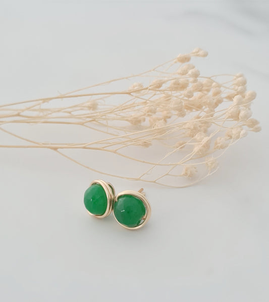 Green Jade Stud Earrings