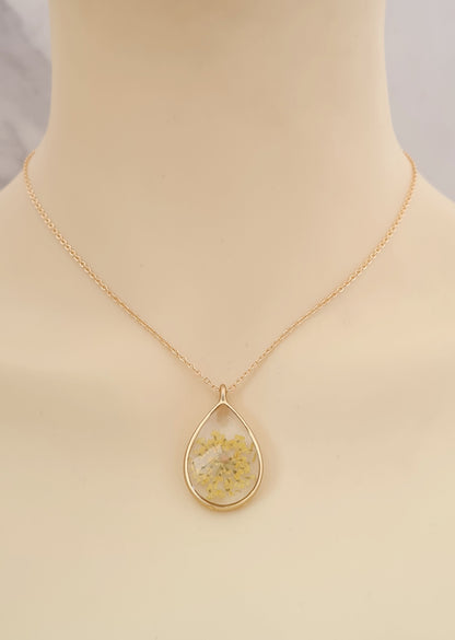 Mustard Seed and Yellow Flower Necklace