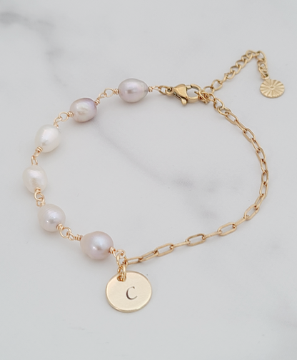 Personalised Freshwater Pearl Paperclip Chain Bracelet