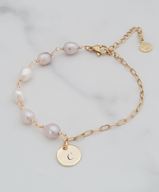 Personalised Freshwater Pearl Paperclip Chain Bracelet