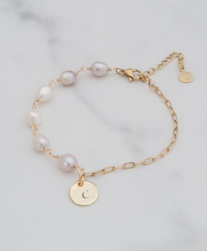 Personalised Freshwater Pearl Paperclip Chain Bracelet