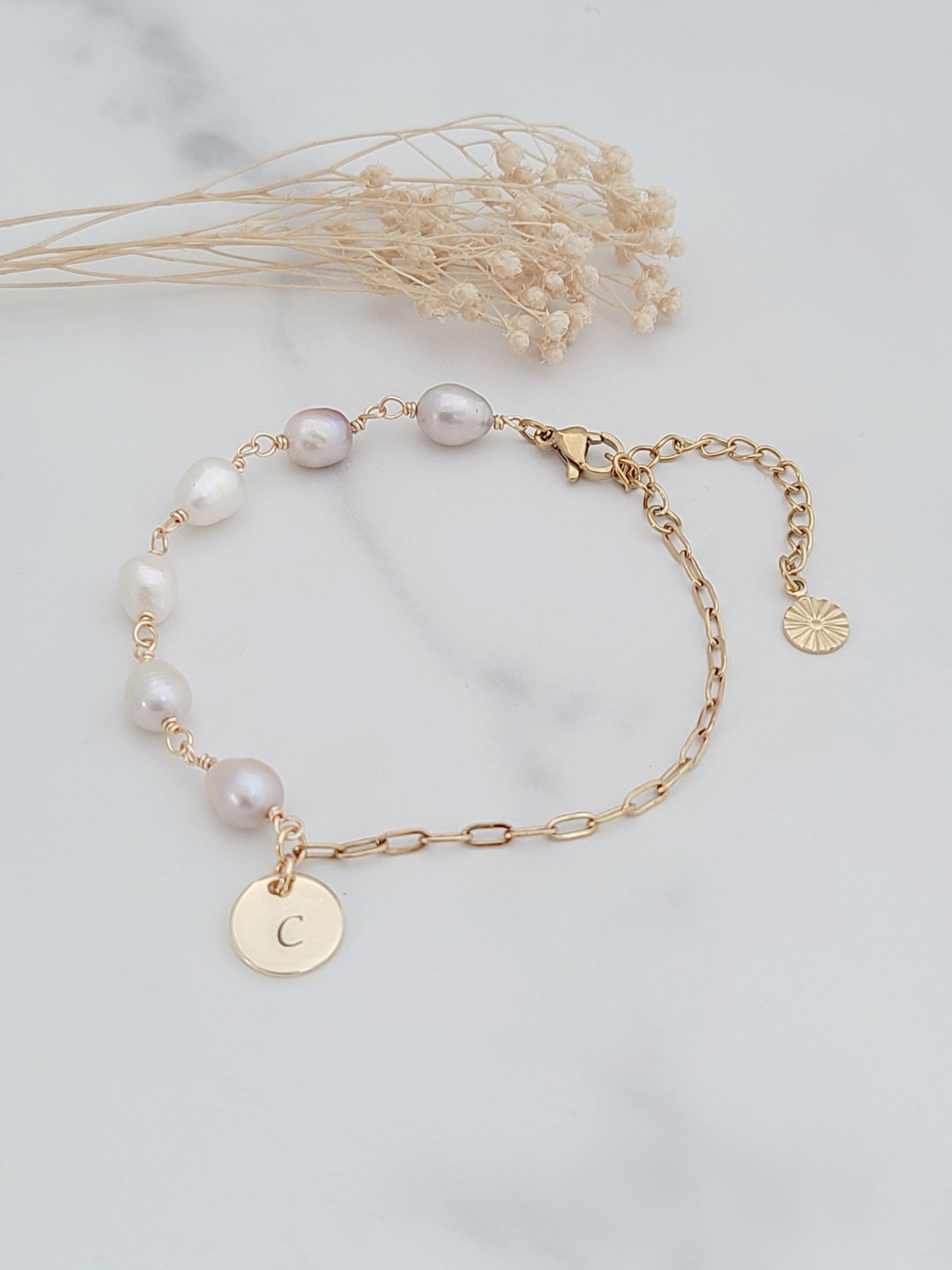 Personalised Freshwater Pearl Paperclip Chain Bracelet