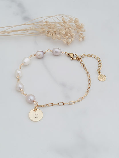 Personalised Freshwater Pearl Paperclip Chain Bracelet