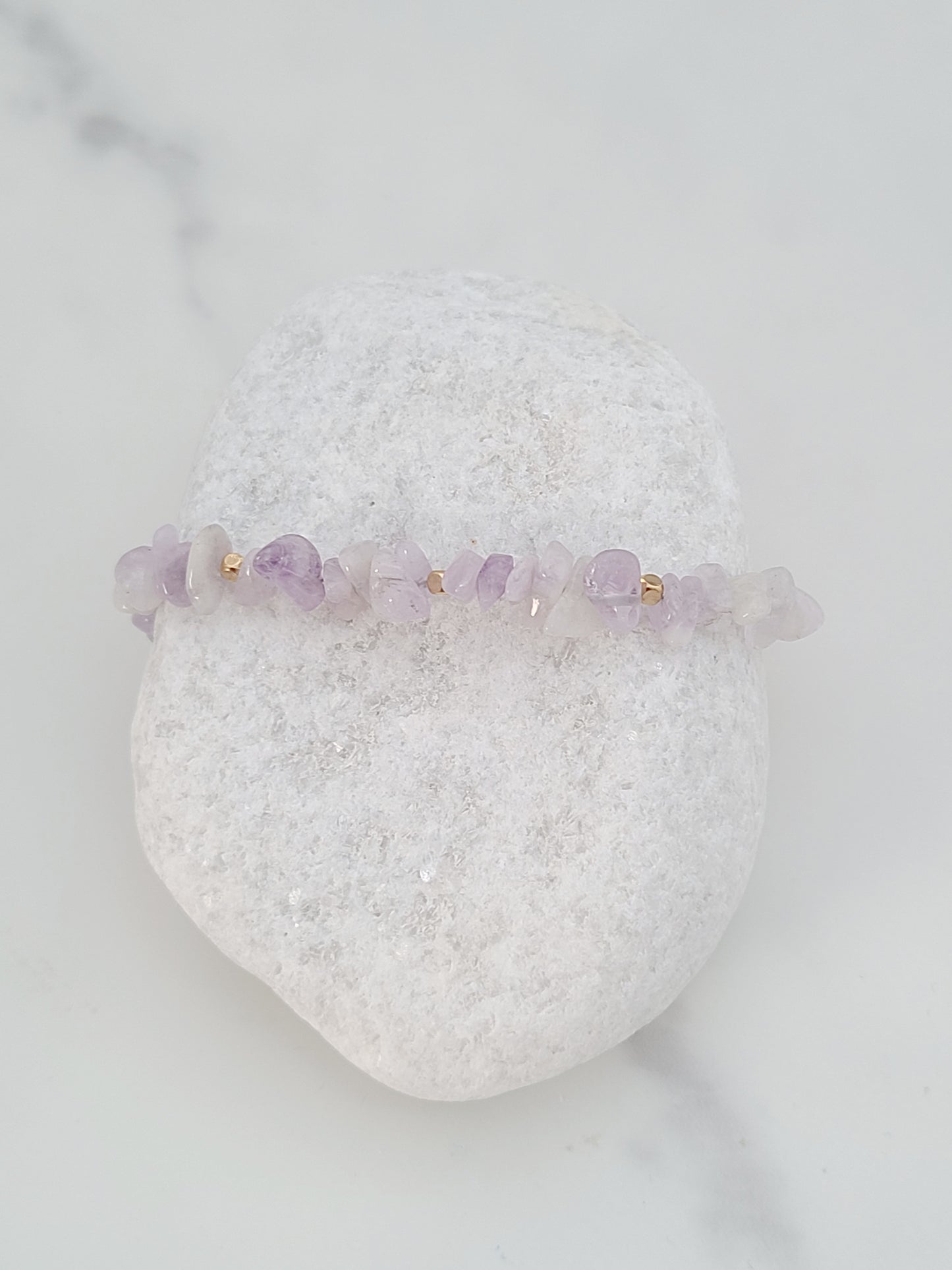 Amethyst Gemstone and Paperclip Chain Bracelet