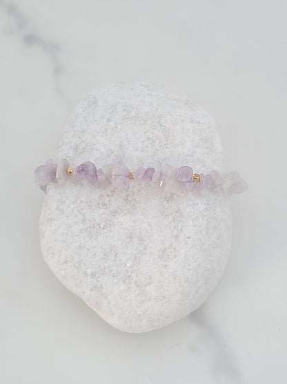 Amethyst Gemstone and Paperclip Chain Bracelet