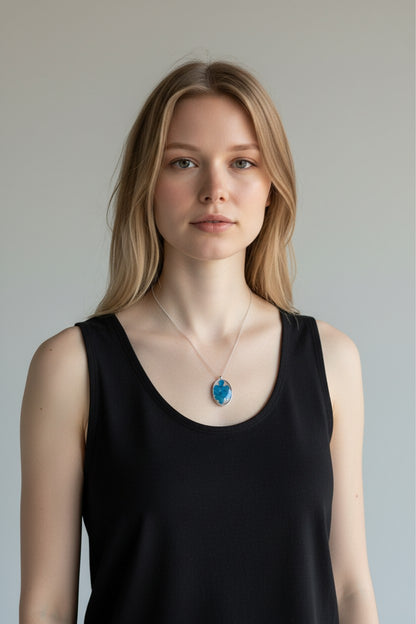 Blue Hydrangea Pendant Necklace