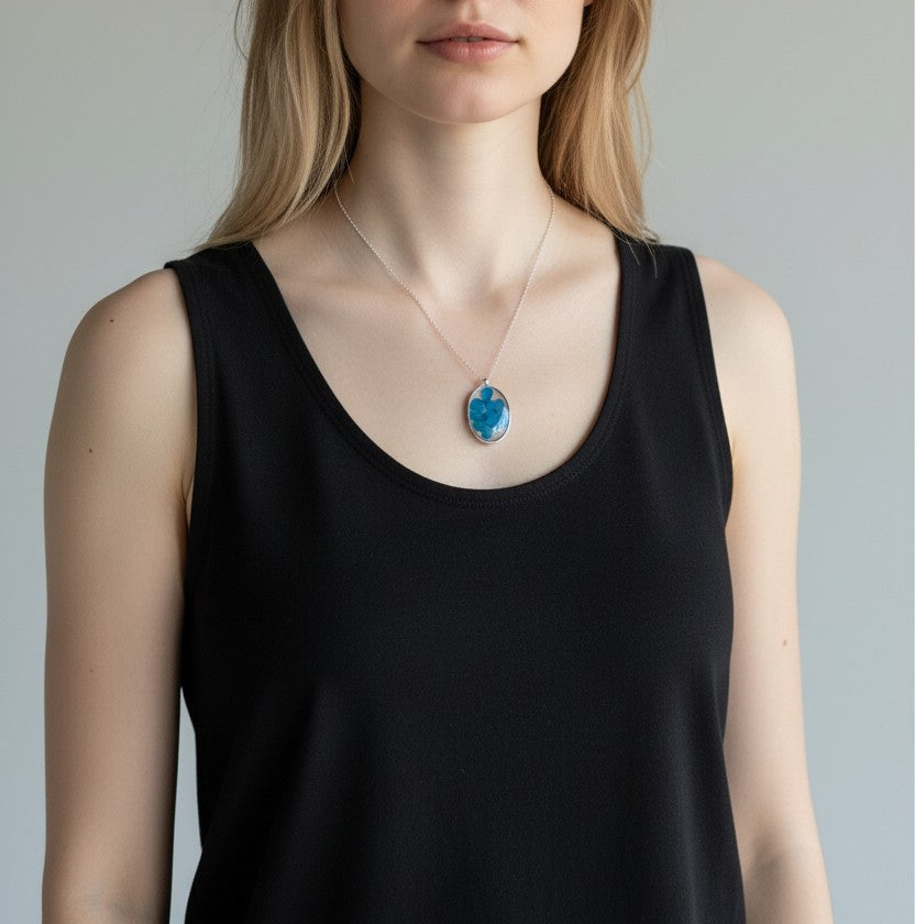 Blue Hydrangea Pendant Necklace