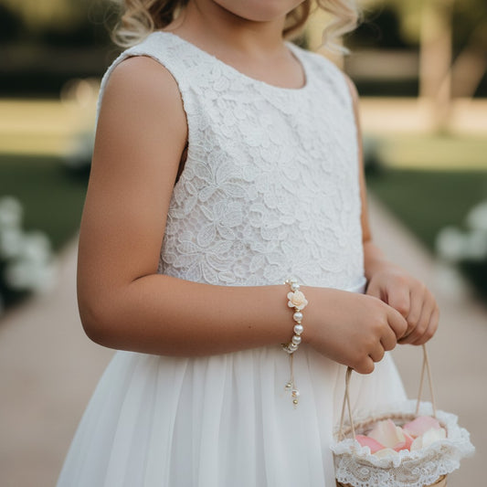 Bridal Party Pearl & Resin Rose Initial Bracelet – Personalised Wedding Gifts