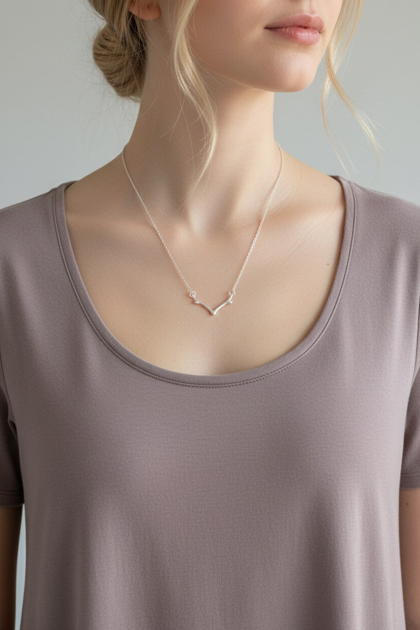 Stag Antler Necklace in Gold or Silver