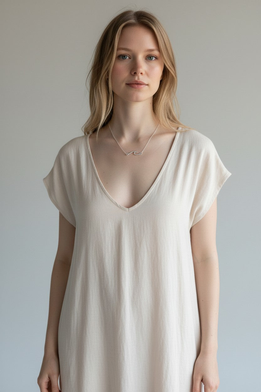 Silver Sea Wave Pendant Necklace