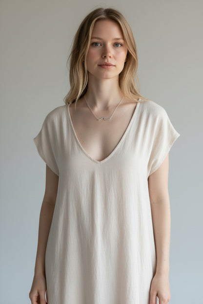 Silver Sea Wave Pendant Necklace