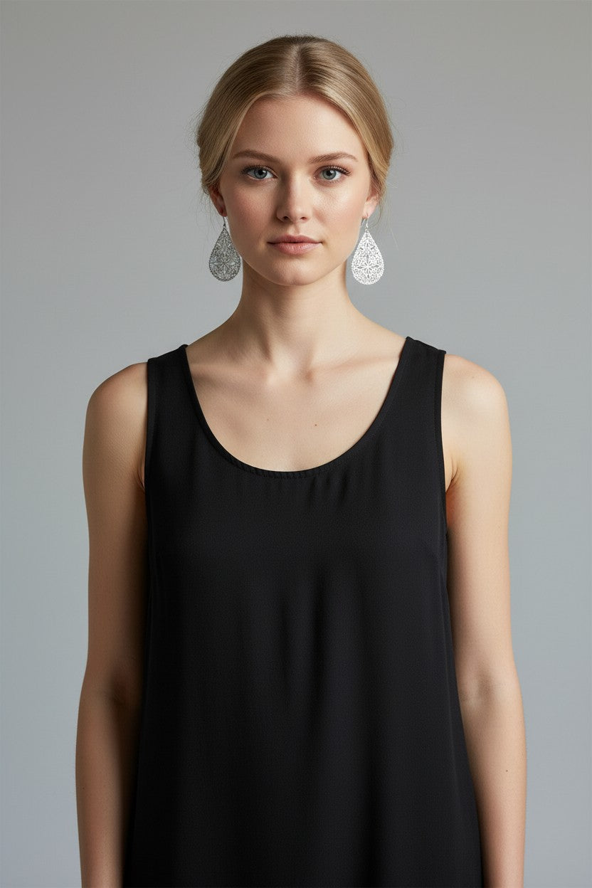 Silver Lace Filigree Dangle Earrings
