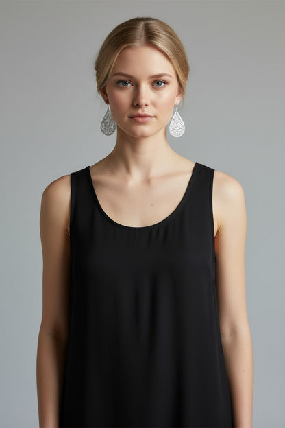 Silver Lace Filigree Dangle Earrings