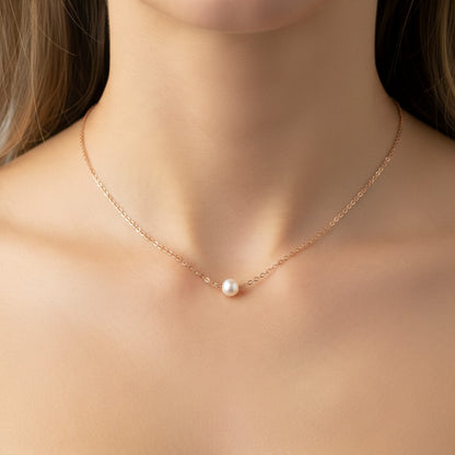Single Swarovski Floating Pearl Necklace