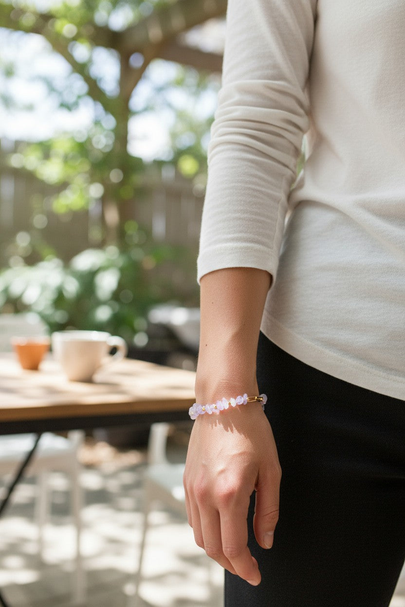 Amethyst Gemstone and Paperclip Chain Bracelet