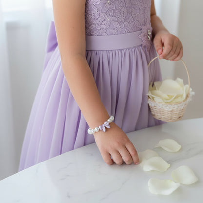 Pearl and Bow Ribbon Stretch Pearl Bracelet