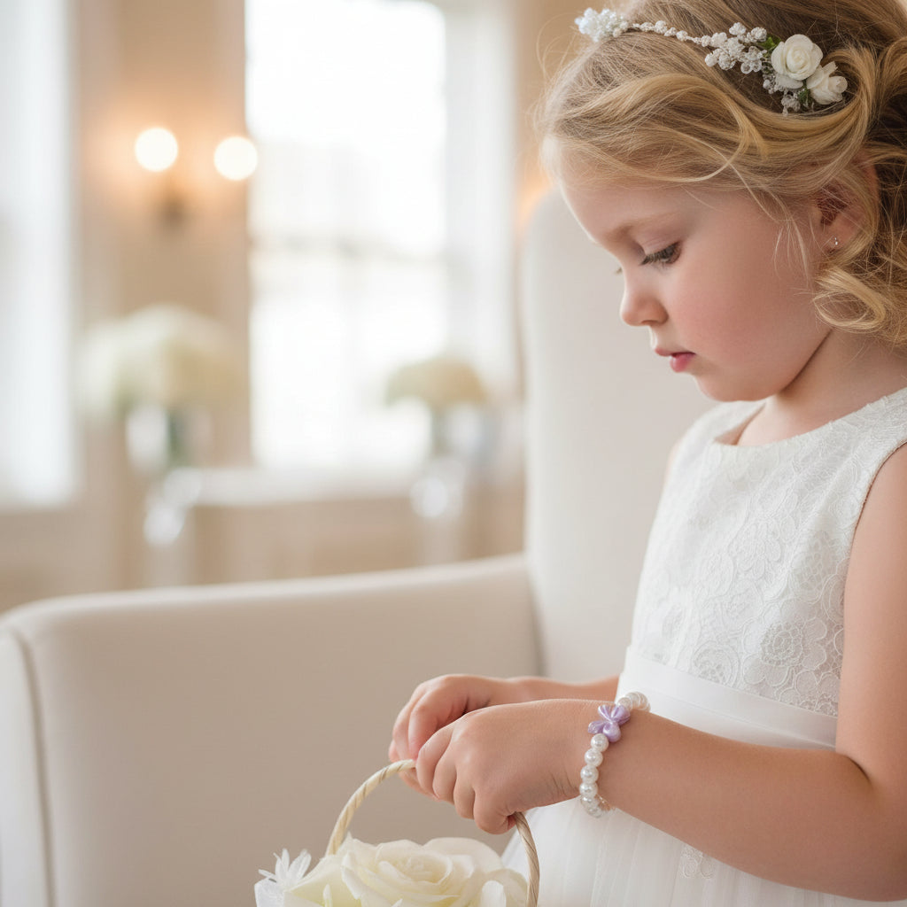 Pearl and Bow Ribbon Stretch Pearl Bracelet