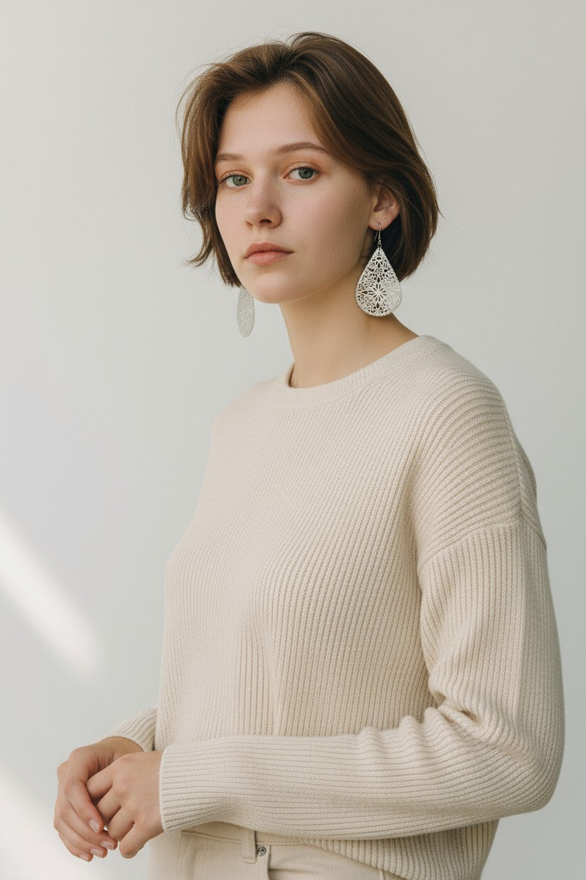 Silver Lace Filigree Dangle Earrings