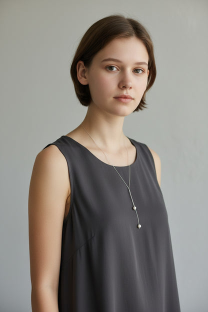 Gold or Silver and Swarovski Pearl Lariat Necklace