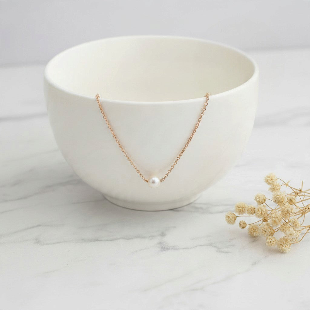 Single Swarovski Floating Pearl Necklace