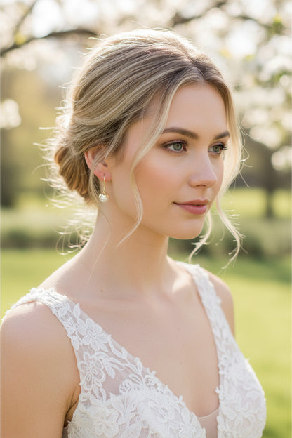 Leaf Flower Pearl Earrings