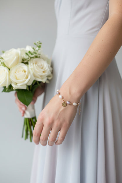 Personalised Freshwater Pearl Paperclip Chain Bracelet