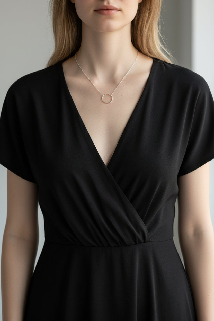 Hammered Ring Necklace in Gold or Silver