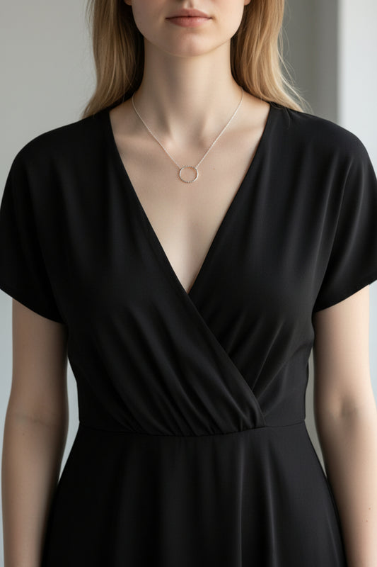 Hammered Ring Necklace in Gold or Silver