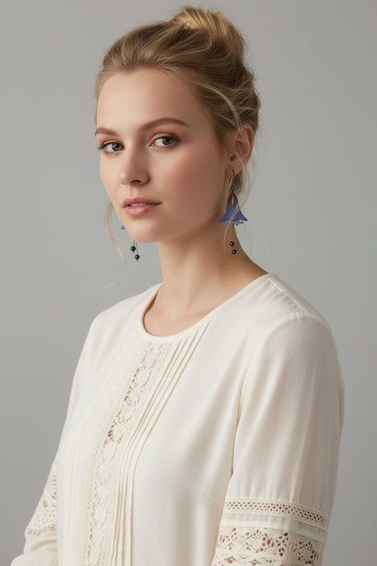 Blue Bell Flower Dangle Earrings
